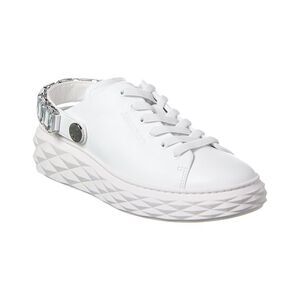 Jimmy Choo Diamond Maxi/Crystal Leather Sneaker, White